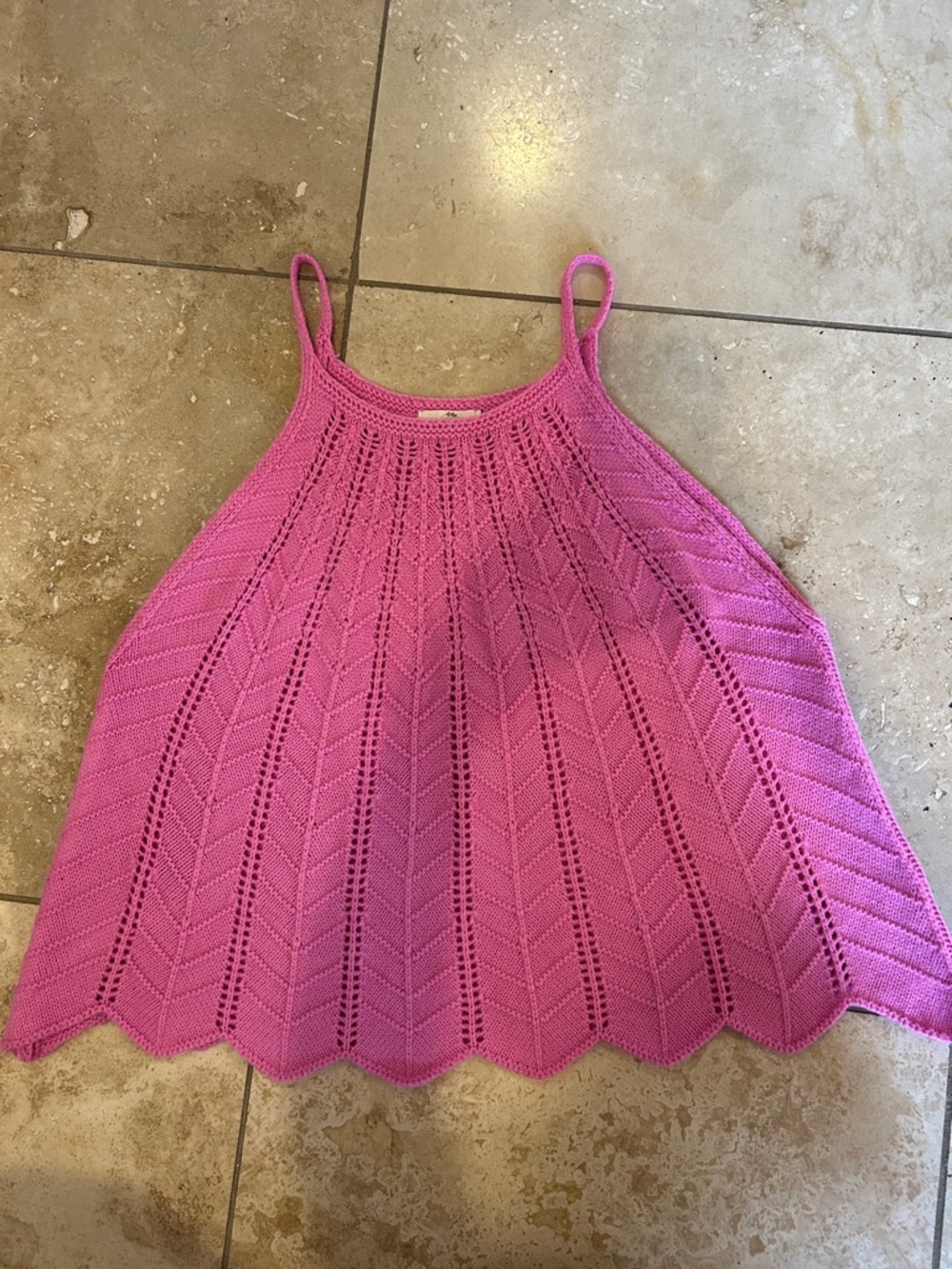 Entro Pink Crochet Halter Knit Tank Top